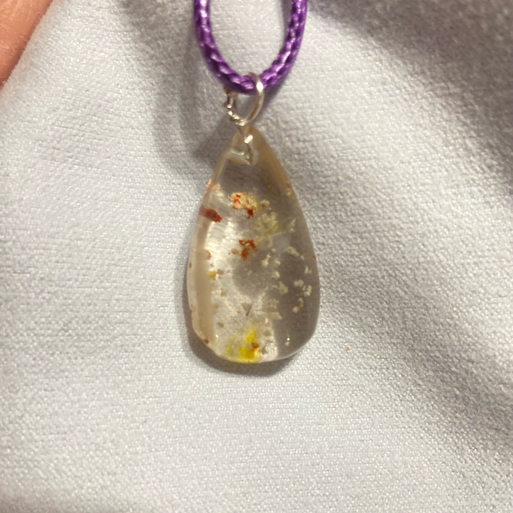 🔮 Phantom quartz ghost crystal pendant stone orange white yellow inclusion’s